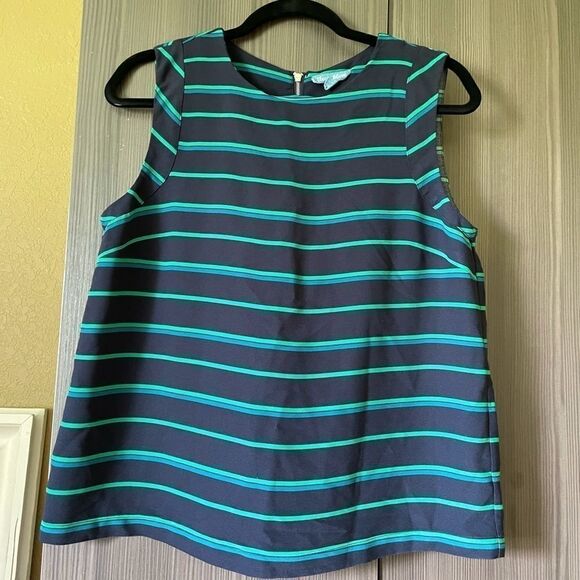 Fleur Bleue Striped Zipper Tank Top Blouse - Picture 6 of 11